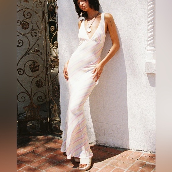 NWT Princess Polly Lovelle Bias Cut Striped Maxi Dress Gown- Size 10 - Picture 2 of 8